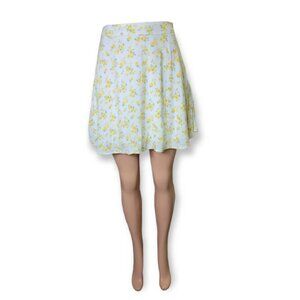 Hollister Ultra High‎ Rise Floral Print Y2K Mini Skirt Size Small Yellow White